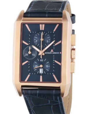Jacques Lemans 1-2161.1G Torino squarer heren chronograaf 34 mm 5ATM
