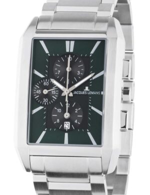 Jacques Lemans 1-2161L Torino squarer heren chronograaf 34 mm 5ATM