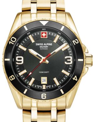 Swiss Alpine Military 7034.1117 herenhorloge Sierra goud zwart 42 mm 10ATM