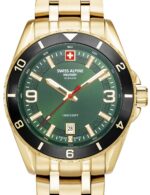 Swiss Alpine Military 7034.1118 herenhorloge Sierra goud groen 42 mm 10ATM