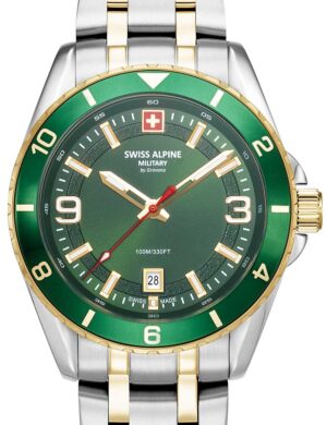 Swiss Alpine Military 7034.1144 herenhorloge Sierra tweekleurig groen 42 mm 10ATM