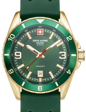 Swiss Alpine Military 7034.1814 herenhorloge Sierra goud groen 42 mm 10ATM