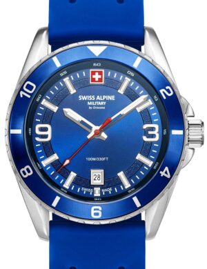 Swiss Alpine Military 7034.1835 herenhorloge Sierra zilverblauw 42 mm 10ATM