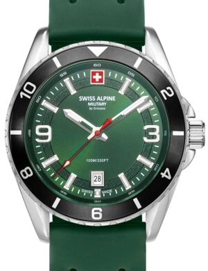 Swiss Alpine Military 7034.1838 herenhorloge Sierra zilvergroen 42 mm 10ATM