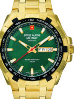 Zwitserse Alpenmilitair 7043.1114 Dag-Datum 42 mm 10ATM