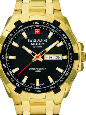 Zwitserse Alpenmilitair 7043.1117 Dag-Datum 42 mm 10ATM