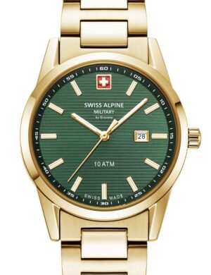 Swiss Alpine Military 7767.1114 dameshorloge Argos goud groen 34 mm 10ATM