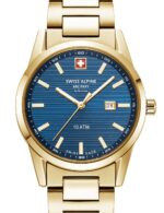 Swiss Alpine Military 7767.1115 dameshorloge Argos goud blauw 34 mm 10ATM