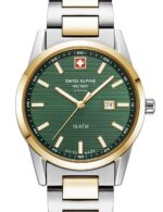 Swiss Alpine Military 7767.1144 dameshorloge Argos tweekleurig groen 34 mm 10ATM