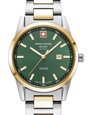 Swiss Alpine Military 7767.1144 dameshorloge Argos tweekleurig groen 34 mm 10ATM