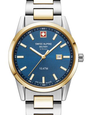 Swiss Alpine Military 7767.1145 dameshorloge Argos tweekleurig blauw 34 mm 10ATM