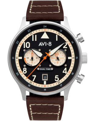 AVI-8 av-4088-01 Carey dubbele tijd 44 mm 5ATM
