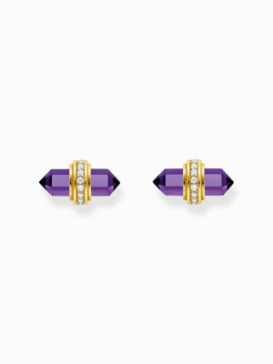 Thomas Sabo H2281-414-13 Gouden oorknopjes m. violette onyx