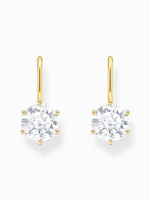 Thomas Sabo H2287-414-14 Vergulde bungeloorbellen m. grote witte zirkonia