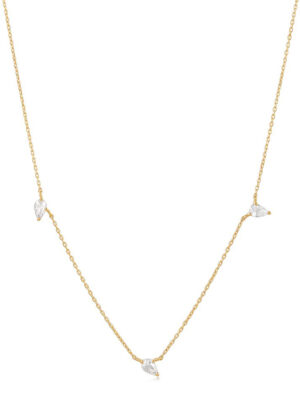 ANIA HAIE NAU007-02YG Afterglow Dames ketting met witte saffier Goud 14K, verstelbaar