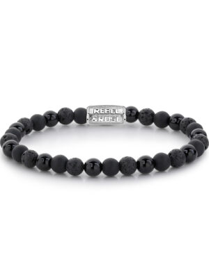 Rebel & Rose Armband Zwart Rocks RR-60033-S-L heren