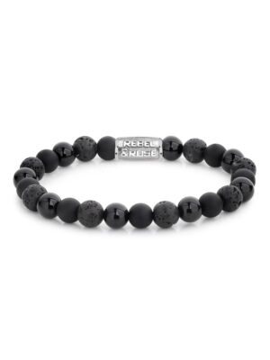 Rebel & Rose armband Zwart Rocks RR-80041-S-M heren