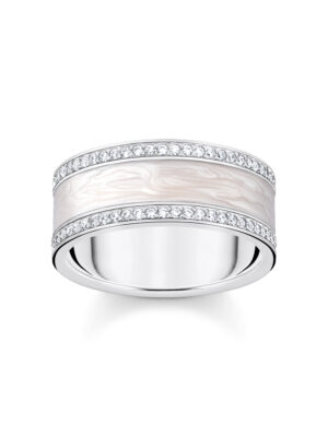 Thomas Sabo TR2446-041-14-58 Zilveren bandring m. witte zirkonia en emaille
