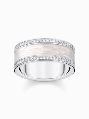 Thomas Sabo TR2446-041-14-56 Zilveren bandring m. witte zirkonia en emaille