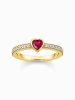 Thomas Sabo TR2448-995-10-56 Vergulde solitairring m. rode steen + zirkonia
