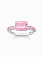 Thomas Sabo TR2451-051-9-54 Zilveren solitairring m. roze gekleurde stenen