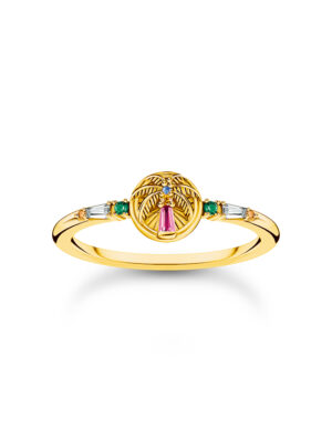 Thomas Sabo TR2457-488-7-54 Vergulde ring m. palmboom en gekleurde stenen