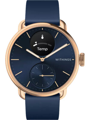 Withings HWA10-model 6-All-In ScanWatch 2 rosé goud blauw 38 mm 5ATM