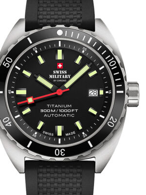 Swiss Military SMA34100.06 Duikhorloge voor heren, automatisch, titanium, 42 mm, 30 ATM